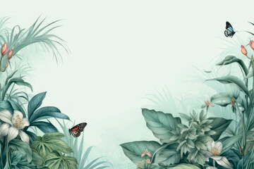 Sticker - Tropical floral nature background