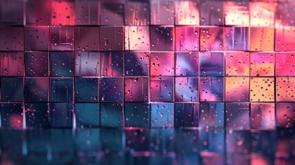Colorful geometric pattern with squares in a vibrant combination of shades, for desktop background or fashionable design.
