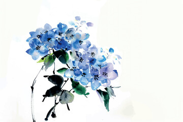 Poster - Elegant watercolor blue flowers