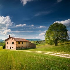 Wall Mural - rural house in Italy, AI generated