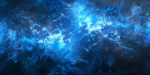 dramatic cosmic storm in swirling blue nebula backdrop for cinematic thumbnails and wallpapers