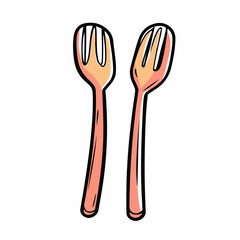 Vector Illustration of Two Wooden Forks