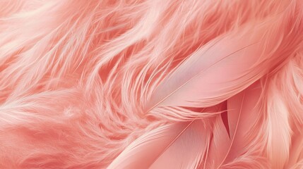 a pastel coral feather pattern background, presenting a gentle fur texture perfect for baby-related 