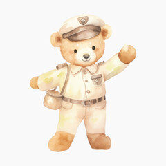 Poster - Cute teddy bear soldier illustration