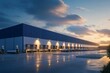 © Mikhail Vorobev - Stunning exterior of a large modern warehouse featuring loading bays and a blue and white design