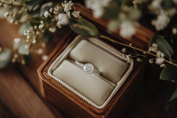 An engagement ring in a elegant box