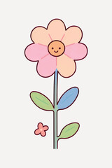 Sticker - Cute smiling flower illustration