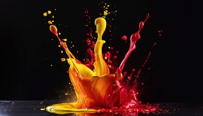 Poster - Colorful Paint Splash Art on Black Background