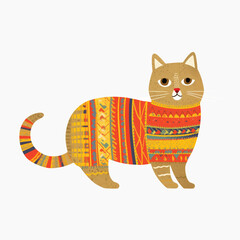 Canvas Print - Colorful cat in patterned sweater