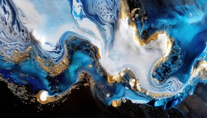 Wall Mural - Abstract Blue and Gold Fluid Art Painting