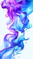 Wall Mural - Abstract liquid waves, with blue and purple colors, against a white background