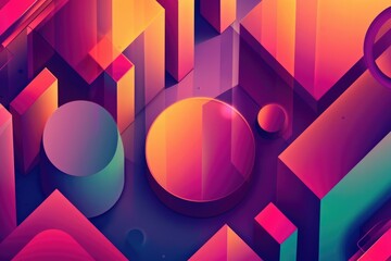 Wall Mural - A vibrant and dynamic background featuring geometric shapes