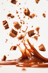 Wall Mural - A blob of melted chocolate on a clean white surface, perfect for use in food or beauty photography