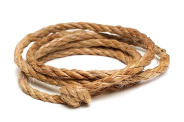 Canvas Print - A detailed view of a rope lying on a white surface, useful for graphic design or illustration projects