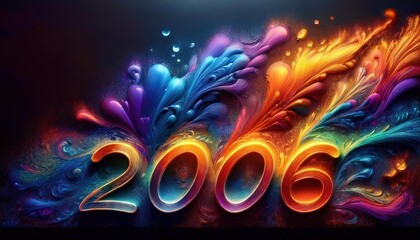 Sticker - Vibrant Abstract Art Design Celebrating 2006