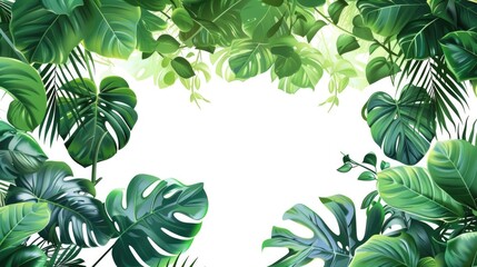 Wall Mural - A collection of colorful tropical plants against a white background, great for decoration or illustration purposes