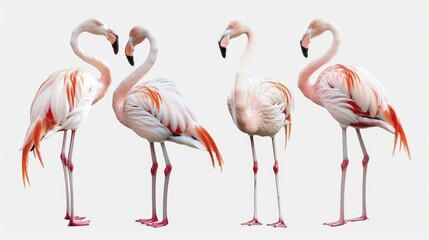 Sticker - A group of flamingos standing in a line, likely in their natural habitat or a wildlife reserve