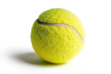 Poster - A close-up view of a tennis ball on a white surface, suitable for sports or design-related projects