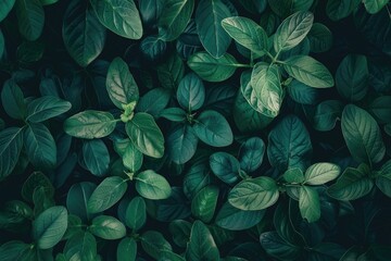 Wall Mural - A detailed view of a cluster of green leaves