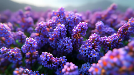 Canvas Print - A field full of purple flowers blossoming