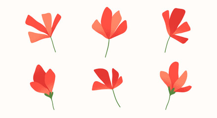 Wall Mural - vector set of red flowers.simple elements for flower emblem design.botany logo templates.hand drawn 