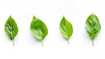 green leaves isolated on white background