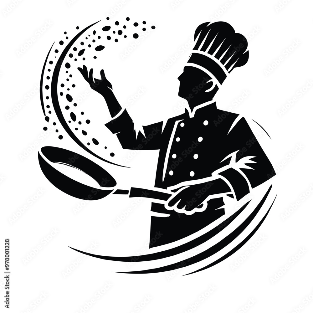 Chef Cooking Silhouette Stock Vector | Adobe Stock