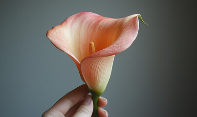 A delicate calla lily flower in hand