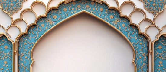 Wall Mural - Ornate Golden Arch with Blue and Gold Mosaic Pattern