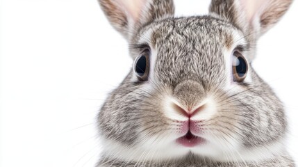 Wall Mural - A close up of a rabbit with its mouth open and staring at the camera, AI