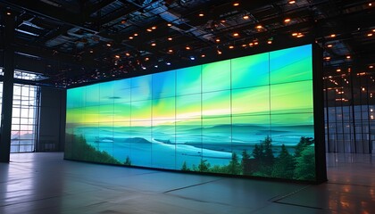 Wall Mural - Illuminated LED Screen Displaying Captivating Visuals