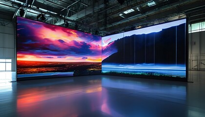 Wall Mural - Illuminated LED Screen Displaying Captivating Visuals