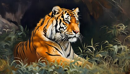 Majestic tiger artwork capturing the essence of strength and grace in vibrant colors