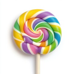 Poster - A lollipop with a rainbow swirl on top of it, AI