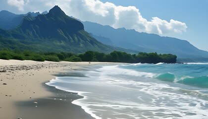 Breathtaking coastal scenery blending serene beaches and majestic mountains