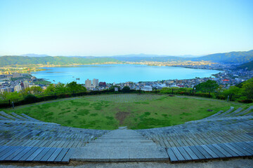 Sticker - 立石公園　諏訪湖　早朝　長野県諏訪市上諏訪立石町
