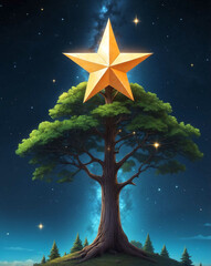 Canvas Print - Star on top of a tree