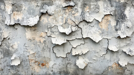 Canvas Print - A heavily cracked concrete wall with peeling paint, revealing the raw surface underneath. The texture is rough, with deep cracks and worn patches, giving an abandoned, urban decay vibe.