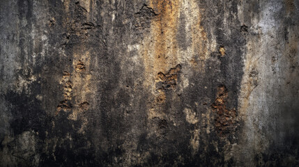 Sticker - A heavily stained concrete wall with a mottled texture, featuring dark patches of dirt and rust marks. The surface is rough and uneven, giving an urban decay aesthetic with visible signs of aging.