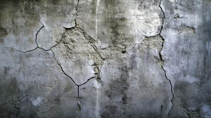 Wall Mural - A rough, textured concrete wall with large, jagged cracks. The surface is weathered, with dirt and discoloration creating a gritty, urban atmosphere.