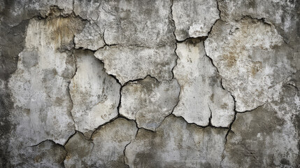 Wall Mural - A rough, textured concrete wall with deep cracks running through it. The surface is weathered with patches of dirt and discoloration, giving a sense of urban decay and neglect.