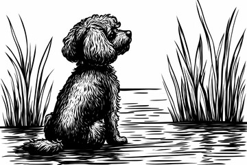 Cute coloring page featuring a playful dog for kids creativity.