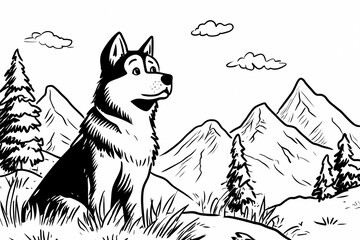 Cute coloring page featuring a playful dog for kids creativity.