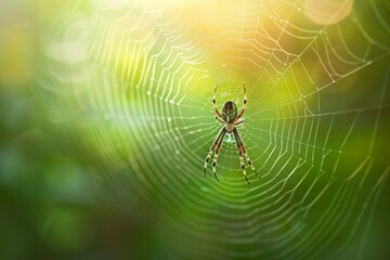 A spider spinning its web, its delicate silk creating an intricate and mesmerizing structure