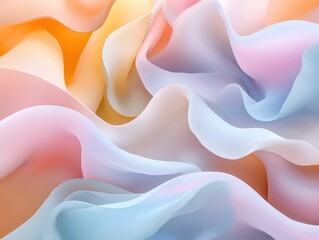 Wall Mural - Abstract Pastel Waves and Curving Shapes