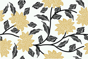 Wall Mural - Indonesian batik motifs with very distinctive, exclusive plant patterns. vector EPS 10