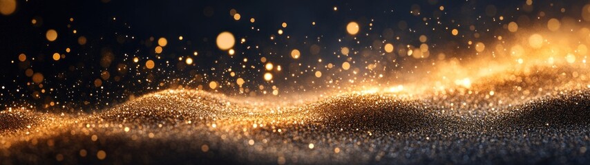 Wall Mural - Abstract Background of Sparkling Golden Glitter with Blurred Lights