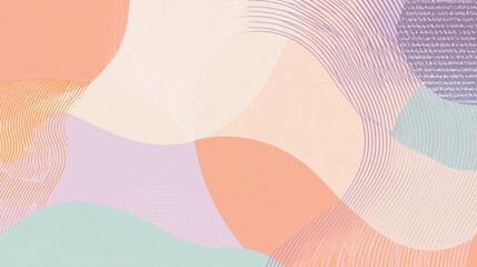 a modern abstract design featuring sharp geometrical shapes in pastel peach, lavender, and light blu