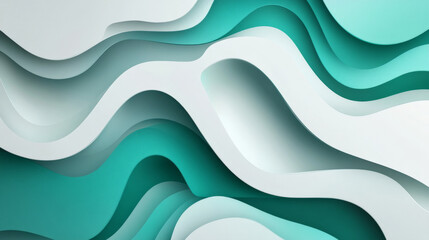 A modern background featuring fluid gradient wavy shapes transitioning from cool gray to vibrant teal, creating a clean and dynamic visual effect.