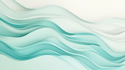 Wall Mural - A pastel gradient of light blue and mint green, with smooth liquid waves for a calming, refreshing design.